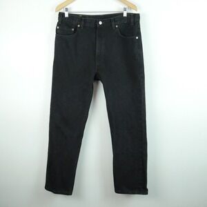 Levis 505 Regular Fit Straight Leg Black Denim Jeans Mens 36x30 Made in USA 90s